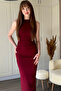 Draped Midi Burgundy Dress - 3