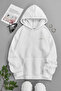 Unisex White Hooded Sweatshirt – Colorful Minimal Limited Edition, Printed Thick Fabric