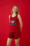 Women's Teddy Bear Printed Cotton Stretch Fabric Dot Patterned Comfortable Fit Shorts Pajama Set - 2