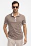 Men's 5-Pack Navy-Black-Mink-Green-Sand Slim Fit Cotton Solid Zipper Pique Polo Neck T-Shirt - 3
