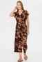 Women's Brown-Beige Double Breasted Jumpsuit with Belt Arm-20Y042008 - 3