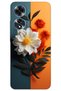 Oppo A60 Case Hd Pattern Printed Back Cover - White Orange Flower