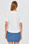 Women's White V Neck Ruffled Short Sleeve Blouse Arm-25Y001090 - 6