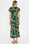Women's Green-Beige Double Breasted Jumpsuit with Belt Arm-20Y042008 - 6