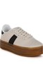 Women Faux Leather Lace-Up Sneakers in Off White - 5