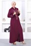 Embroidered Hooded Abaya Plum 12210 - 3