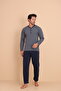 Heat Regular Gray Men's Long Sleeve Pajama Set - 3