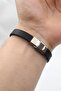 Moon Star - Moon Star Stainless Steel and Leather Bracelet 902116 - 5