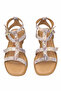 Elit Talia Women's Genuine Leather Flat Sandals Beige - 3