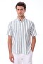 Short Sleeve Striped Men's Shirt - Cotton Summer Fabric - Menton Water Green - 5