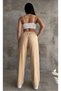 ''Spider Fabric'' High Belt Palazzo Women's Pants with Elastic Waist (Efi̇l Efi̇l) - 3