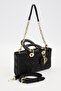 Black Rectangular Model Handbag with Accessories - 4