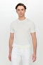 Men's Ecru Cotton Standard Fit Regular Cut Crew Neck Knitwear T-Shirt