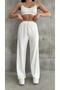 CRINKLE FABRIC HIGH WAISTED PALAZZO ELASTICATED WAIST WOMEN'S PANTS (BREEZY) - 2