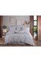 Gray Colored Natural Striped Double Duvet Cover Set