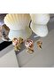 Gold Steel Earrings with Pink Stones