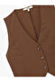 Aerobin Fabric V-Neck Buttoned Blazer Vest - 6