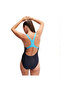 Medley Logo Women's Swimmer Swimsuit Navy-Turquoise - 4