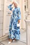 Patterned Hijab Dress Cobalt Blue 575