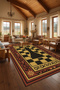 Mosso Chess Themed Pattern Woven Base Modern Decorative Carpet Mosso229 - 4