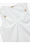 V Neck Sleeveless Blouse with Metal Accessory Detail - 5