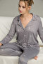 Gray Star Pattern Shirt Collar Button Milan Knitted Pajamas Suit25224034