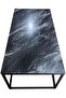 Rectangular Coffee Table for Living Room Furniture, Black & White Wooden Top Marble Te - 4