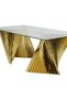 Coffee Table for Living Room, 130 cm Clear Tempered Glass Top Center Table, Gold Stain - 5