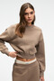 Karalis Women's Cotton Crew Neck Crop Mink Sweatshirt