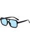Retro Square Aviation Sunglasses – Black Frame with Blue Lenses – UV400 – Unisex