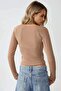 Long Sleeve Slim Fit Top with Lace Stripe Detail - 3