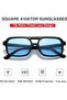 Retro Square Aviation Sunglasses – Black Frame with Blue Lenses – UV400 – Unisex - 5