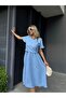 Blue Blouse Skirt Look Linen Dress - 2