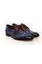 Dark Blue Color Lace-Up Genuine Leather Men's Shoes
