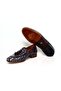 Dark Blue Color Laceless Genuine Leather Men's Shoes - 3