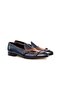 Dark Blue Color Laceless Genuine Leather Men's Shoes