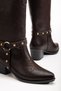 Women's Bitter Brown Leather Embroidered Trok Detailed Western Cowboy Boots - 6
