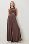 Flowy Cross Modal Jumpsuit Lub0154 Brown - 4