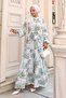 Patterned Hijab Dress Green 579 - 4