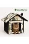 Pet House, Floral Pattern Cat Bed with Plush Interior, Indoor House , Black and White - 3