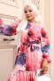Patterned Hijab Dress Fuchsia 580 - 2