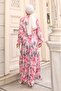 Patterned Hijab Dress Pink 581 - 5