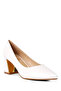 Women White Metallic Accent Block Heel Pumps - 2