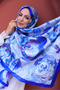 Silky Shawl with Acrylic Flower Pattern - 3