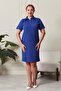 Twill Knitted Fabric Blue Short Women's Dress