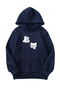 Unisex Oversize Hooded Winter Two Cats Printed Hooded Sweatshirt - Navy Blue