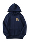 Unisex Oversize Hooded Winter Jaguar Ribbon Minimal Printed Hooded Sweatshirt - Navy Blue