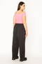 Women's Plus Size Black Sports Trousers with Elastic Waist and Lacing Detail with Pockets 65N39059 - 5