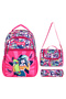 Joy's Kids Girls 3-Piece School Set - Backpack, Lunch and Pencil Case - Pink with Skateboard Pattern