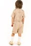 Boy's Beige Cotton Linen Savana Jumpsuit + Belt + Scarf - 4